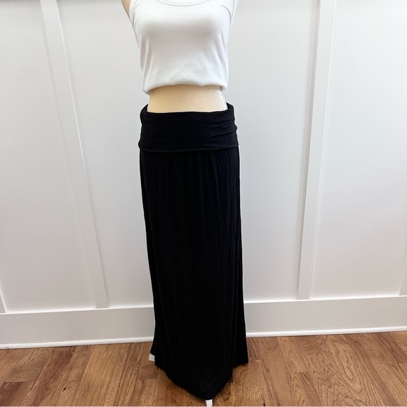 a.n.a Dresses & Skirts - ANA A New Approach black Maxi Skirt fold over waist woman’s size Medium
